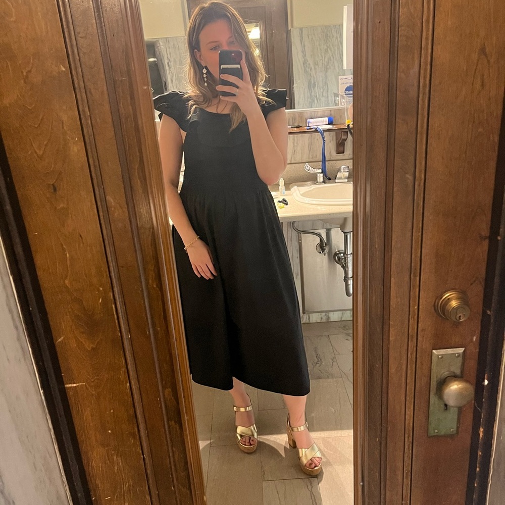 Hill House Black Ruffled Off-Shoulder Maxi Dress
